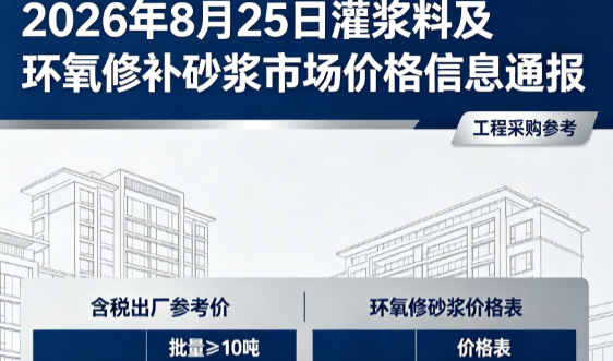 神湾镇2026年8月25日灌浆料及环氧修补砂浆市场价格信息通报